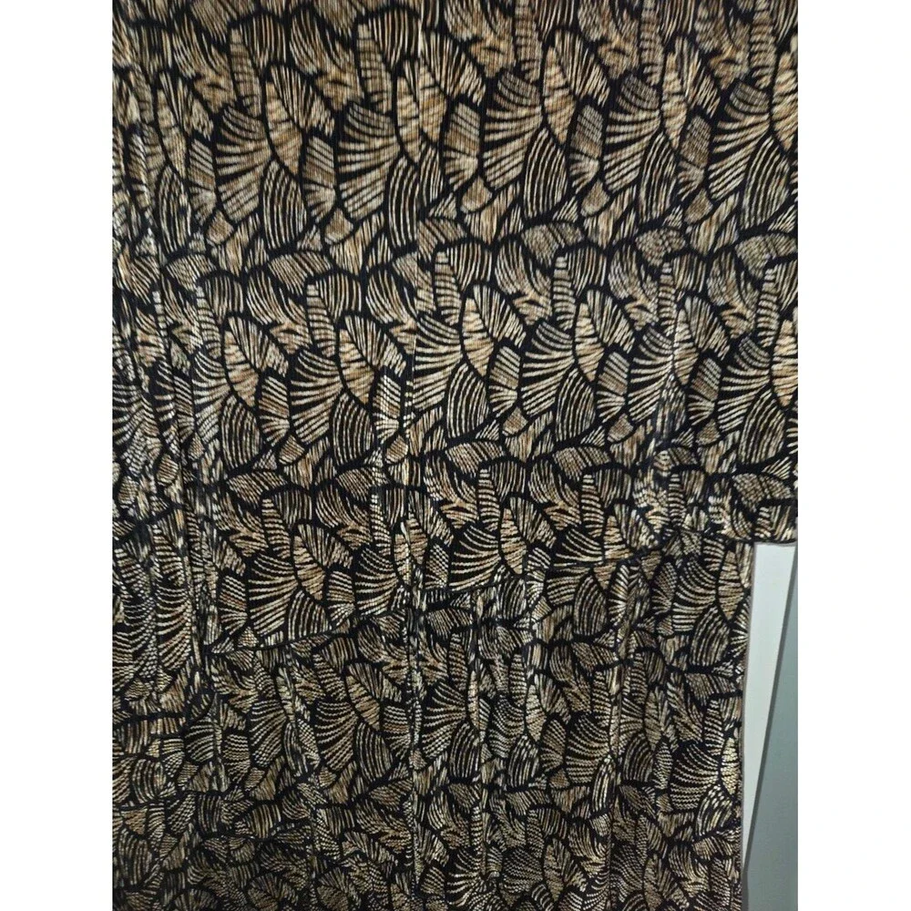 Connected Apparel Tiered Brown Black Floral Stretch Swing Dress